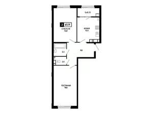 2-к квартира, вторичка, 62м2, 12/24 этаж