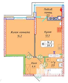 1-к квартира, вторичка, 39м2, 20/22 этаж