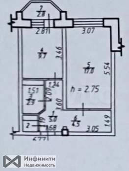 1-к квартира, вторичка, 40м2, 13/16 этаж