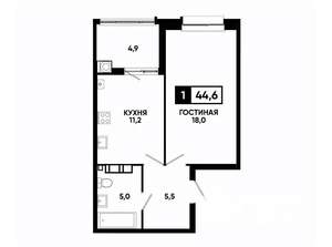 1-к квартира, вторичка, 45м2, 5/24 этаж