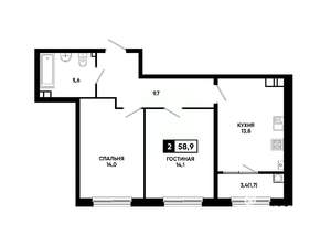 2-к квартира, вторичка, 59м2, 4/24 этаж