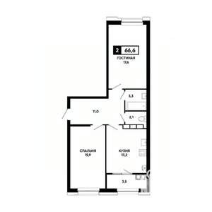 2-к квартира, вторичка, 67м2, 19/20 этаж