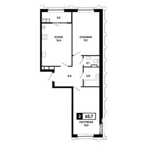 2-к квартира, строящийся дом, 66м2, 14/21 этаж