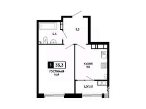 1-к квартира, вторичка, 35м2, 14/24 этаж