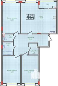 3-к квартира, строящийся дом, 102м2, 2/10 этаж