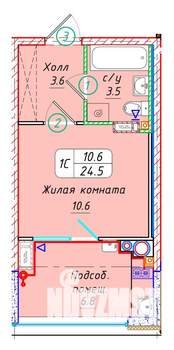 Студия квартира, вторичка, 25м2, 21/22 этаж