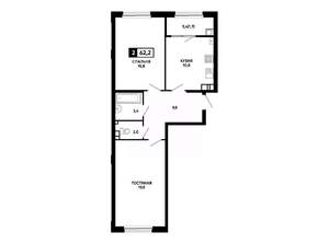 2-к квартира, вторичка, 62м2, 8/24 этаж