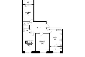 3-к квартира, вторичка, 89м2, 12/22 этаж