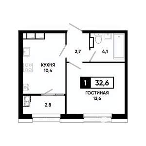 1-к квартира, вторичка, 33м2, 12/20 этаж