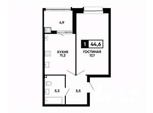 1-к квартира, вторичка, 45м2, 2/24 этаж