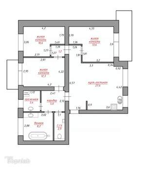 3-к квартира, вторичка, 88м2, 1/5 этаж
