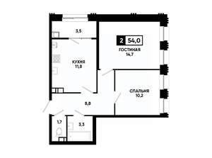 2-к квартира, вторичка, 54м2, 5/24 этаж