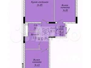 2-к квартира, вторичка, 80м2, 8/9 этаж