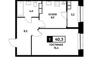 1-к квартира, вторичка, 40м2, 15/22 этаж
