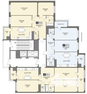 3-к квартира, строящийся дом, 103м2, 9/12 этаж