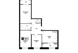 3-к квартира, вторичка, 89м2, 13/20 этаж
