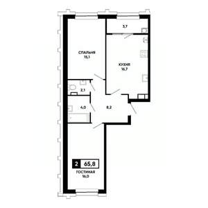 2-к квартира, вторичка, 66м2, 11/21 этаж