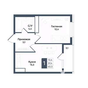 1-к квартира, вторичка, 41м2, 5/20 этаж