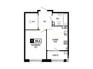 1-к квартира, вторичка, 39м2, 11/24 этаж