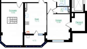 2-к квартира, вторичка, 74м2, 5/8 этаж