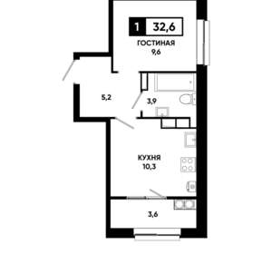 1-к квартира, строящийся дом, 33м2, 13/19 этаж