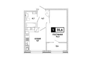 1-к квартира, вторичка, 36м2, 13/16 этаж