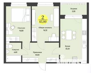 2-к квартира, строящийся дом, 66м2, 7/12 этаж
