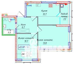 2-к квартира, вторичка, 52м2, 2/22 этаж