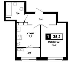 1-к квартира, вторичка, 35м2, 18/19 этаж