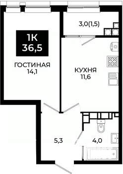 1-к квартира, вторичка, 37м2, 20/24 этаж
