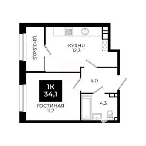 1-к квартира, вторичка, 34м2, 5/24 этаж
