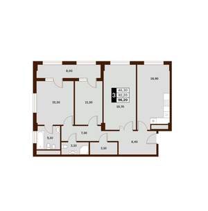3-к квартира, вторичка, 96м2, 6/14 этаж