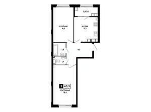 2-к квартира, вторичка, 60м2, 13/24 этаж