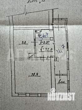 2-к квартира, вторичка, 45м2, 1/1 этаж