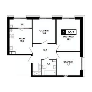 3-к квартира, вторичка, 67м2, 11/16 этаж