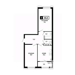 2-к квартира, вторичка, 67м2, 15/20 этаж