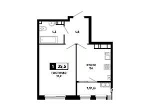 1-к квартира, вторичка, 36м2, 14/24 этаж