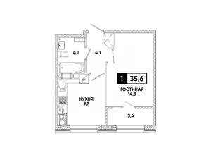 1-к квартира, вторичка, 36м2, 13/16 этаж