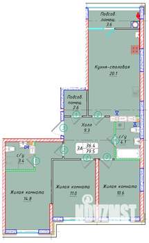 3-к квартира, вторичка, 80м2, 16/22 этаж