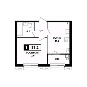 1-к квартира, вторичка, 33м2, 2/21 этаж