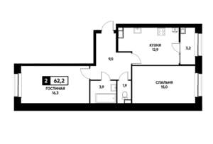 2-к квартира, вторичка, 62м2, 3/20 этаж