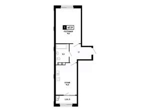 1-к квартира, вторичка, 48м2, 11/14 этаж
