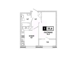1-к квартира, вторичка, 36м2, 15/16 этаж