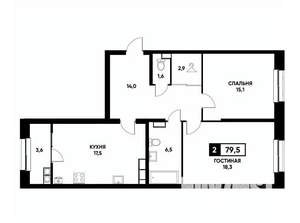 2-к квартира, вторичка, 80м2, 17/22 этаж