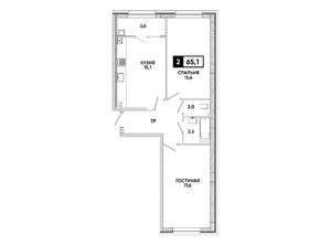 2-к квартира, вторичка, 65м2, 10/16 этаж