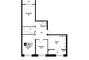 3-к квартира, вторичка, 89м2, 20/20 этаж