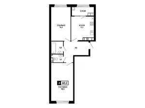 2-к квартира, вторичка, 60м2, 20/24 этаж