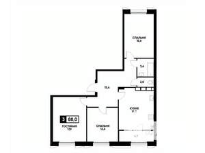 3-к квартира, вторичка, 88м2, 17/18 этаж