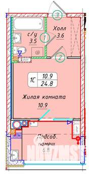 Студия квартира, вторичка, 25м2, 22/22 этаж