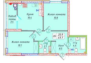 2-к квартира, вторичка, 50м2, 19/21 этаж